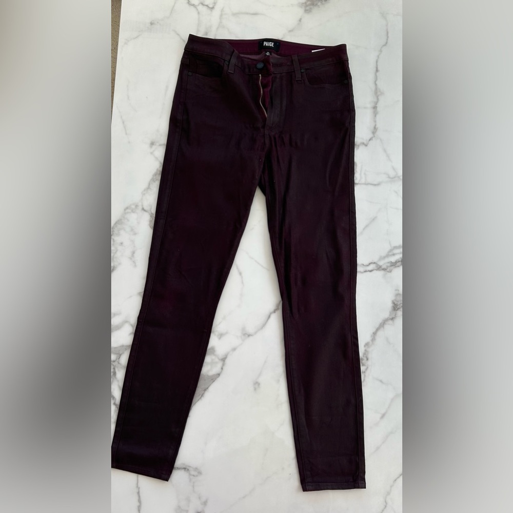Paige Verdugo maroon coated jeans